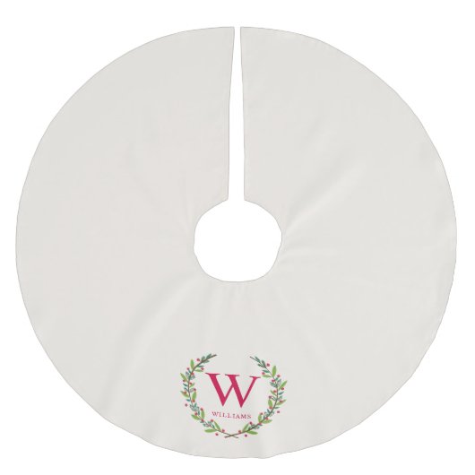 Elegante Christmas Wreath Monogram Polyester Weihnachtsbaumdecke (Vorderseite)