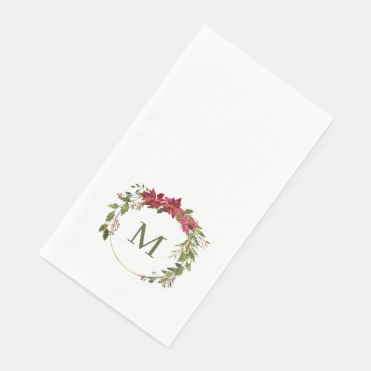 Elegante Christmas Wreath Monogram Serviette (Ecke)