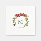 Elegante Christmas Wreath Monogram Serviette (Vorderseite)