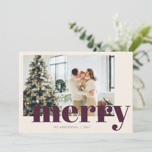 Elegante Christmastypografie Moderne Foto Pflaume Feiertagskarte