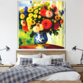 Elegante Chrysanthemum Vase von Window Canvas Prin Leinwanddruck (Insitu (Schlafzimmer))