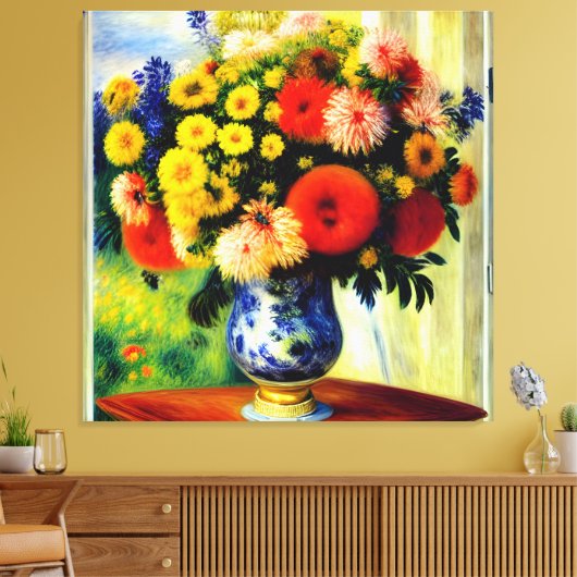 Elegante Chrysanthemum Vase von Window Canvas Prin Leinwanddruck (Insitu (Wohnzimmer))