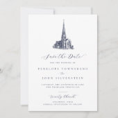 Elegante Church Illustration Formal Wedding Save The Date (Vorderseite)