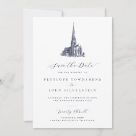 Elegante Church Illustration Formal Wedding Save The Date