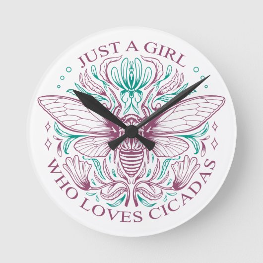 Elegante Cicada Bug Lover Runde Wanduhr (Vorderseite)