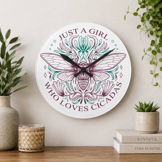 Elegante Cicada Bug Lover Runde Wanduhr