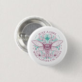 Elegante Cicada Insect Botanische Linie Kunst, Dic Button (Vorne & Hinten)