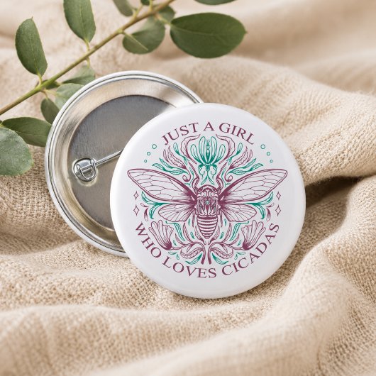 Elegante Cicada Insect Botanische Linie Kunst, Dic Button