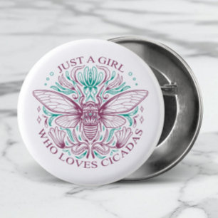 Elegante Cicada Insect Botanische Linie Kunst, Dic Button