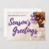 Elegante Cinnamon Lila Glitzer Skript Weihnachten (Vorne/Hinten)