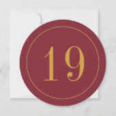 Elegante Circle Burgundy Gold Wedding Tischnummer (Vorderseite)