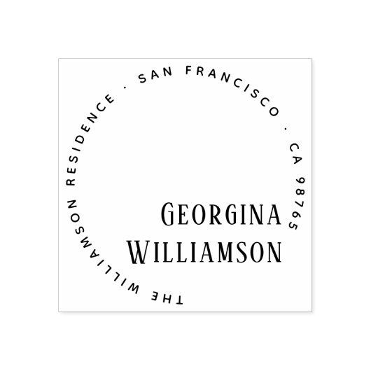 Elegante Circle Typografy Name Rücksendeadresse Gummistempel (Prägung)