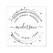 Elegante Circular Calligraphy Name Rücksendeadress Permastempel (Design)