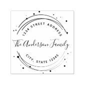 Elegante Circular Family Name Rücksendeadresse Permastempel (Design)