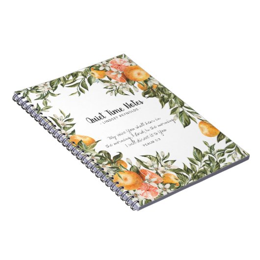 Elegante Citrus Botanical Monogram Quiet Time Notizblock (Rechte Seite)