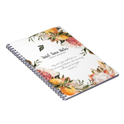 Elegante Citrus Botanical Monogram Quiet Time Notizblock (Rechte Seite)