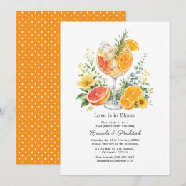 Elegante Citrus-Cocktail-Blumen-Verlobungsfeier Einladung