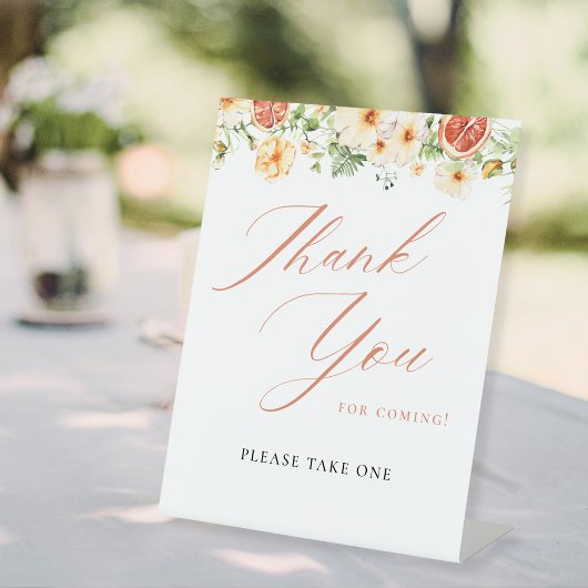 Elegante Citrus Floral Brautparty Gefallen Signier Sockelschild