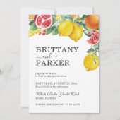 Elegante Citrus Watercolor Botanische Hochzeit Einladung (Vorderseite)