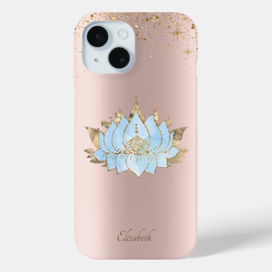 Elegante Class Blue Lotus Blume Rose Gold Case-Mate iPhone Hülle (Rückseite)