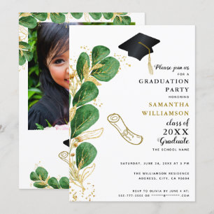 Elegante Class of 2025 Foto Greenery Abschluss Einladung