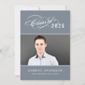 Elegante Class of 2025 Slate Foto Graduation Party Einladung (Vorderseite)