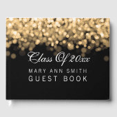 Elegante "Class of" Graduation Party Gold Lights Gästebuch (Vorderseite)
