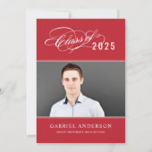 Elegante Class of Red Foto Graduation Party 2025 I Einladung (Vorderseite)