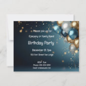 Elegante Classic Ballon Geburtstagsparty Einladung (Rückseite)