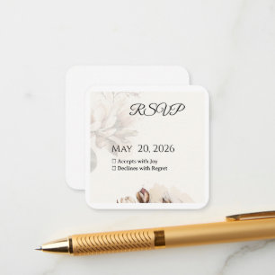 Elegante Classic Beige Magnolia RSVP-Karte Begleitkarte