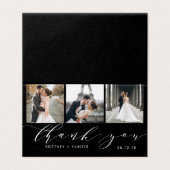 Elegante Classic Black 3 Foto Collage Vielen Dank (Außenseite Aufgefaltet)