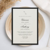 Elegante Classic Black & Ecru Wedding Einladung