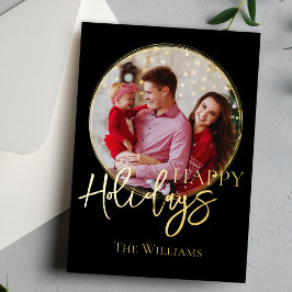 Elegante Classic Black Foto Folien Feiertagskarte
