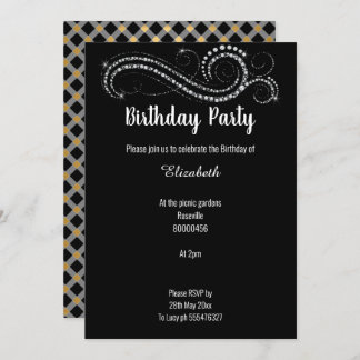 ELEGANTE CLASSIC BLACK GOLD DIAMOND INVITATION EINLADUNG