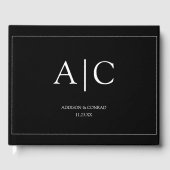 Elegante Classic Black Monogram Wedding Gästebuch (Vorderseite)