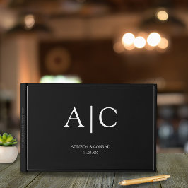 Elegante Classic Black Monogram Wedding Gästebuch