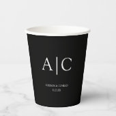 Elegante Classic Black Monogram Wedding Pappbecher (Vorderseite)