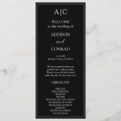 Elegante Classic Black Monogram Wedding Programm (Vorderseite)