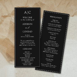 Elegante Classic Black Monogram Wedding Programm