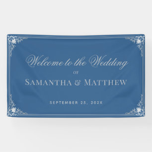 Elegante Classic Blue Gray Vintage Hochzeit Willko Banner
