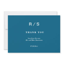 Elegante Classic Blue Monogram Dankeschön Card
