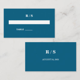 Elegante Classic Blue Monogram Platzkarte