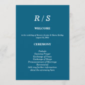 Elegante Classic Blue Monogram Wedding Program Car Programm (Vorderseite)