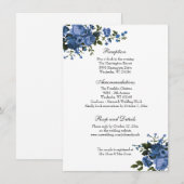 Elegante Classic Blue Rose Hochzeitsempfang Einladung (Vorne/Hinten)