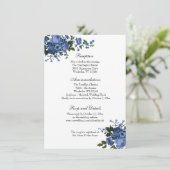 Elegante Classic Blue Rose Hochzeitsempfang Einladung (Stehend Vorderseite)