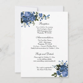 Elegante Classic Blue Rose Hochzeitsempfang Einladung