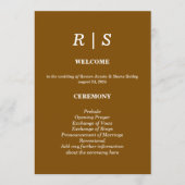 Elegante Classic Brow Monogram Wedding Program Car Programm (Vorderseite)