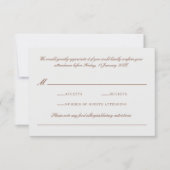 Elegante Classic Brown & Ecru Wedding RSVP Karte (Vorderseite)