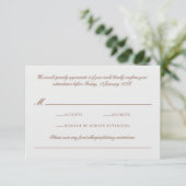 Elegante Classic Brown & Ecru Wedding RSVP Karte (Stehend Vorderseite)