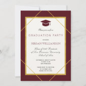 Elegante Classic burgundy Gold Graduierungsparty Einladung (Vorderseite)